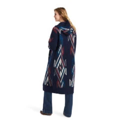 'Ariat' Women's Coatigan Chimayo Sweater - Navy Jacquard -inspired Pattern Created By The Artists At -Fashion Clothing Store 10042144 back 1024x1024@2x