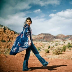 'Ariat' Women's Coatigan Chimayo Sweater - Navy Jacquard -inspired Pattern Created By The Artists At -Fashion Clothing Store 10042144 lifestyle 1024x1024@2x