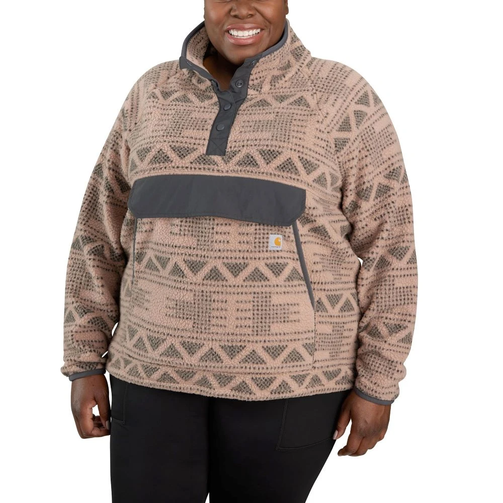 'Carhartt' Women's Fleece 1/4 Relaxed Fit Fleece Jacket - Taupe Aztec 4 'Carhartt' Women's Fleece 1/4 Relaxed Fit Fleece Jacket - Taupe Aztec - Image 2
