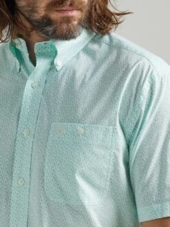 Wrangler 'George Strait' Men's Print Relaxed Fit Button Down - Mint Paisley -Fashion Clothing Store 112324895 ALT2 1024x1024@2x