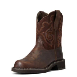 'Ariat' Women's 8" Fatbaby Heritage Tess Western Round Toe - Forest Brown / Jamocha -Fashion Clothing Store S22 WMS WEST 10040264 3 4 front 1024x1024@2x